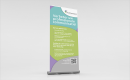 Roll-banner van 85 x 200 cm in full color.